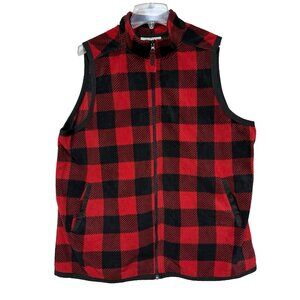Woman Within Size L 18 20 Buffalo Checked Fleece Vest Lightweight Warm